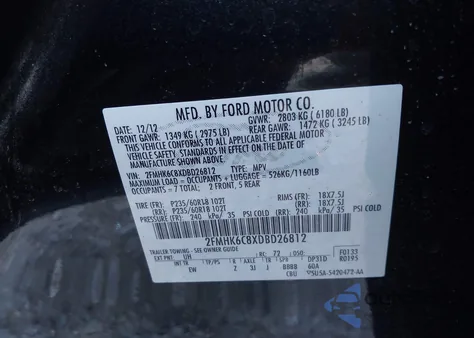 2013 Ford Flex Sel из США, поврежденный, VIN 2FMHK6C8XDBD26812